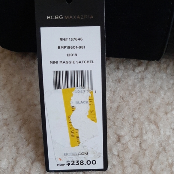 BCBG MAXAZRIA Black Leather Maggie Satchel Purse - Picture 2 of 5